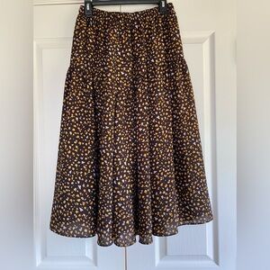 Ann Taylor Brown and Gold A-Line Skirt